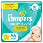 PAMPERS BABY DIAPERS JUMBO (1) 2-5 KG 66*2 C