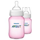 AVENT FEEDING BOTTLE NATURAL PLASTIC WIDE NECK ROSE 260 ML *2