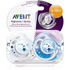 AVENT BABY SILICONE PACIFIER NIGHT 6-18 MONTHS BOY 2P